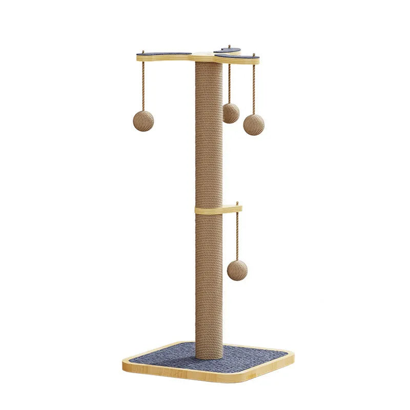 Simple style cat climbing frame with windmill hanging ball and carpet leather scratching surfaces