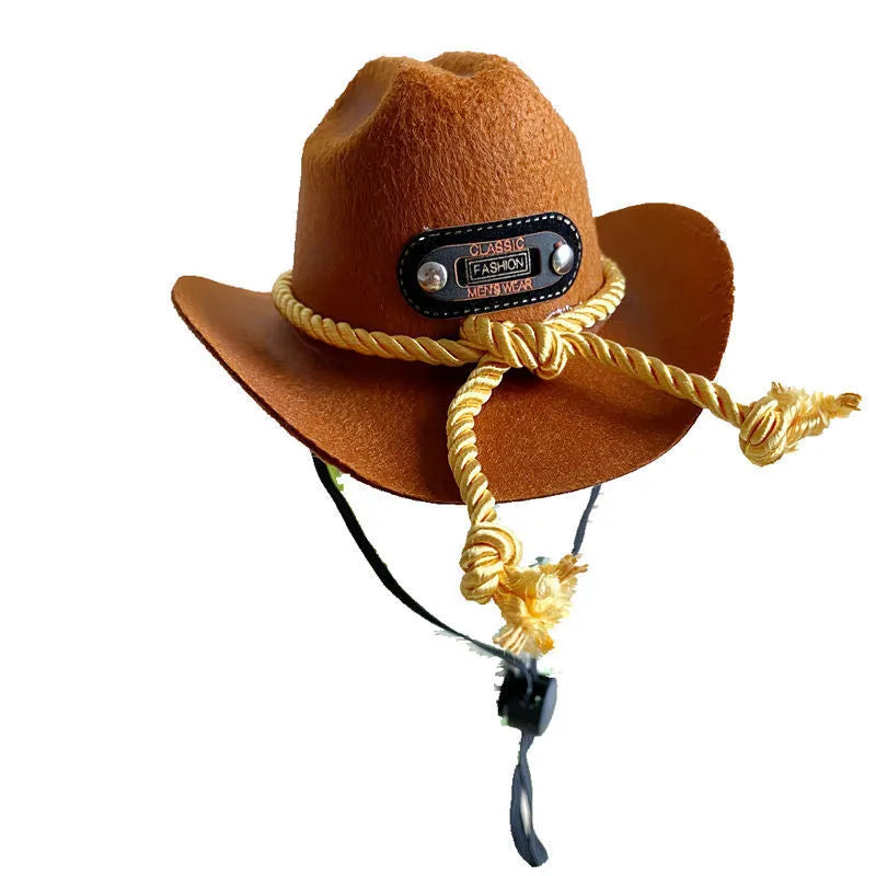 British-style cat cowboy hat with velvet belt decoration in S and M sizes