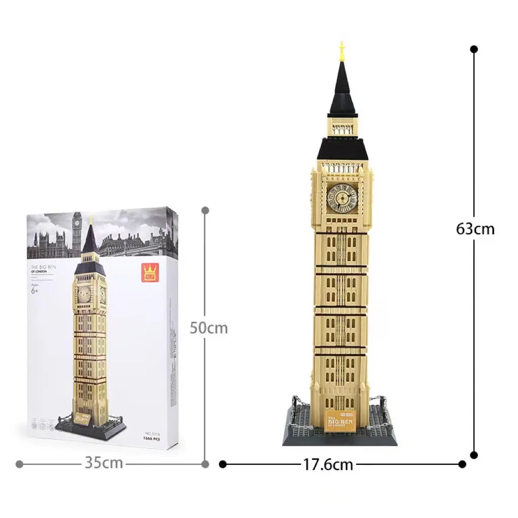 Wange small particle ABS plastic building blocks set with over 800 pieces for constructing architectural landmarks.