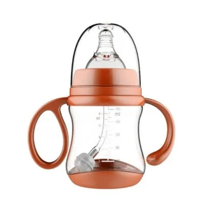 BPA-free PP baby feeding bottle with double handle and wide caliber, available in 180mL, 240mL and 300mL