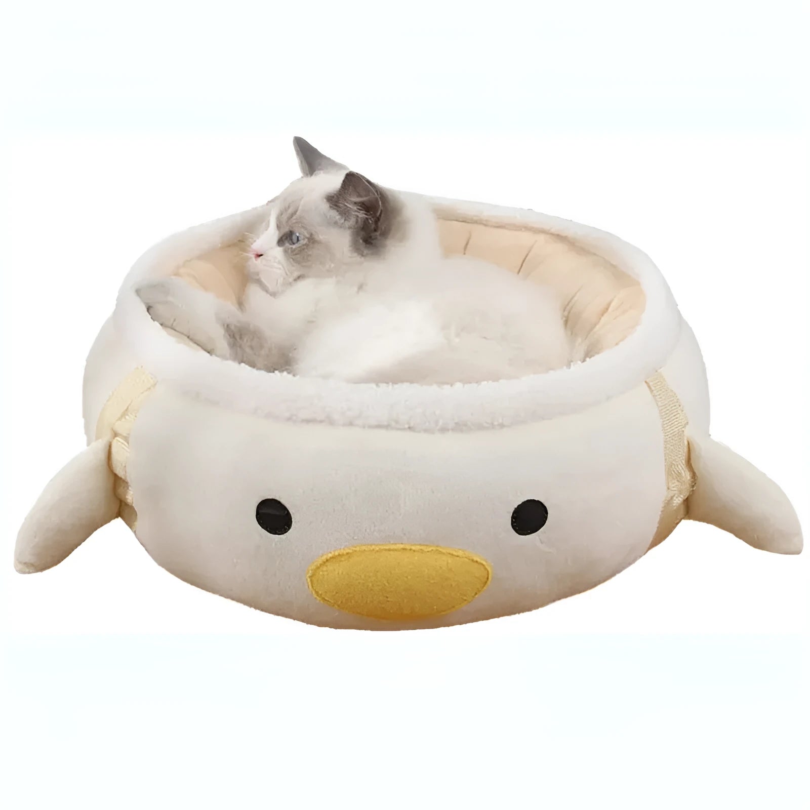 Green dinosaur shaped cat bed with hanging straps shown both flat and as hammock