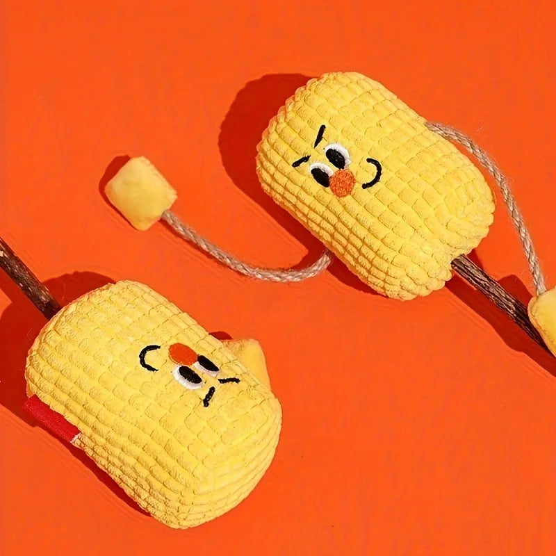 Natural polis wood corn cob shaped cat chew toy for dental care with catnip