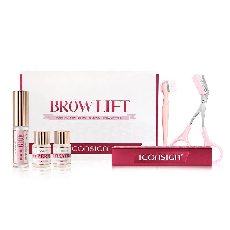 Pink eyebrow quick ironing tool in eyebrow perm styling suit kit for keratosis treatments