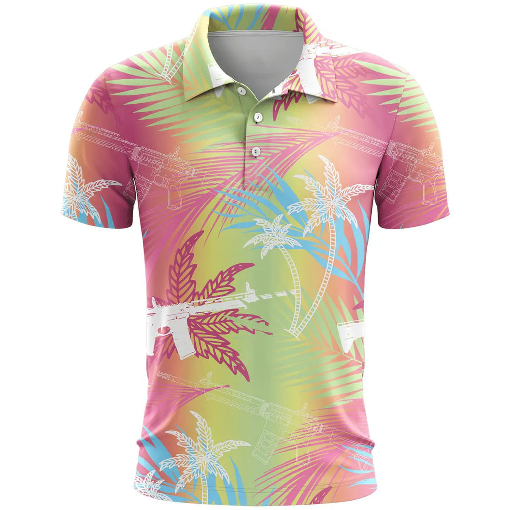 3D printed pattern on a loose fit short sleeve sports top made from bird eye polyester cloth.
