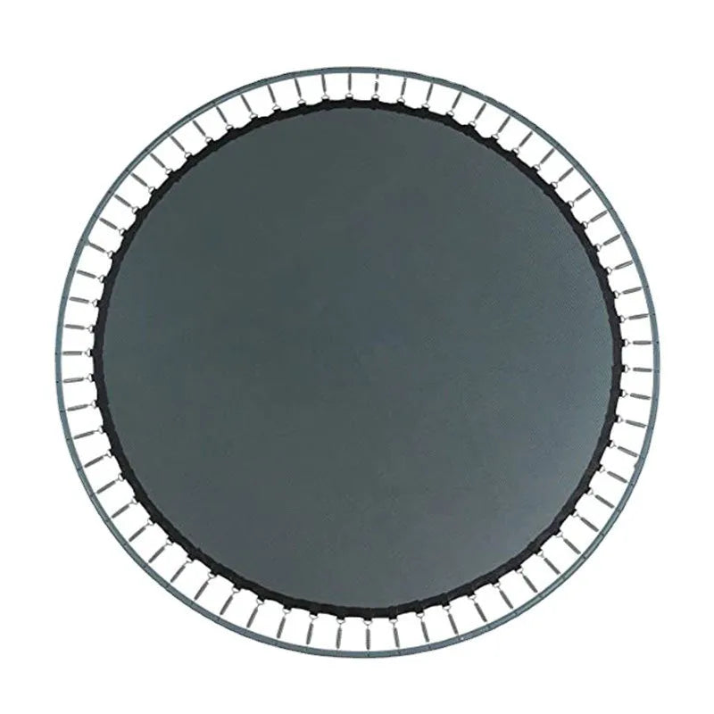 Round elastic trampoline replacement bungee mat with multiple attached cords and buttons.