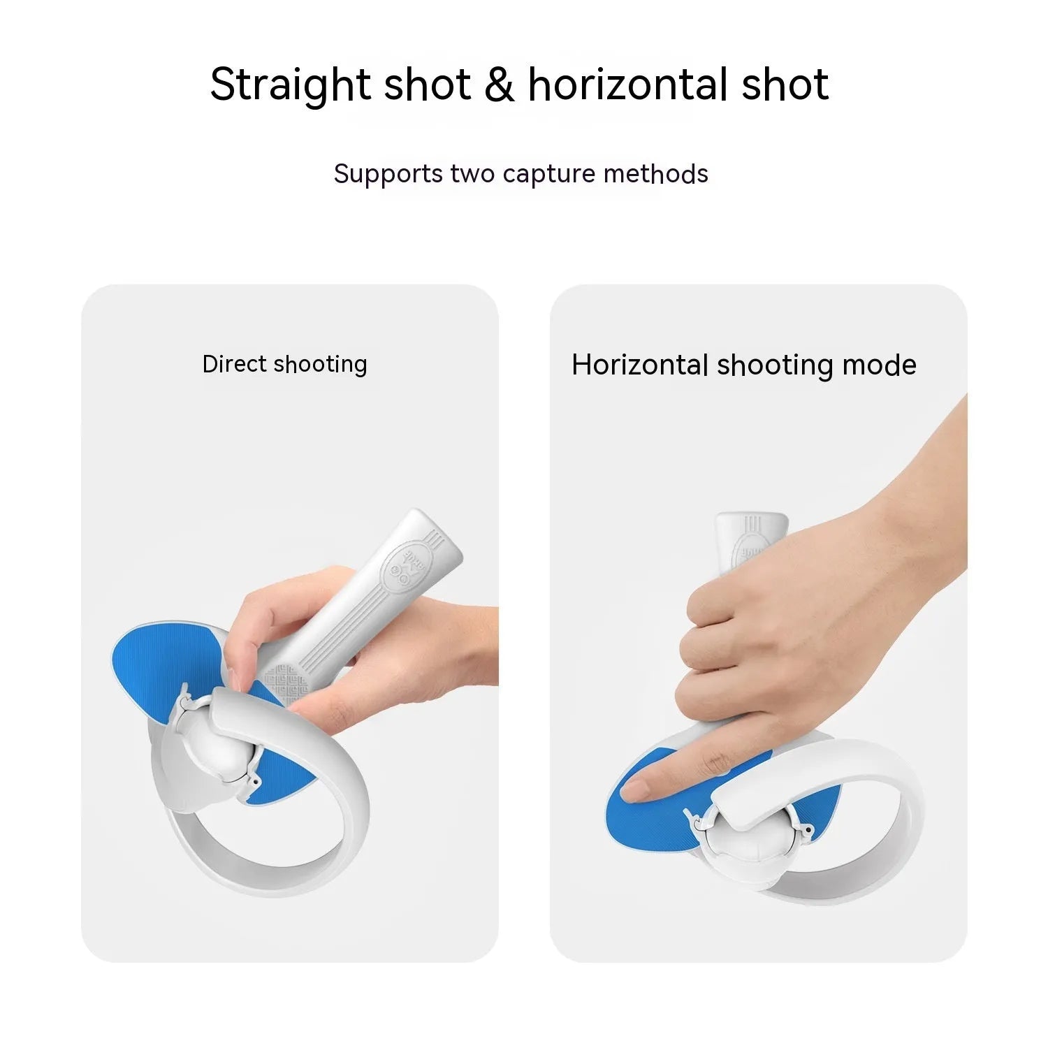 Red and blue plastic silicone hand grip for Pico 4 VR controller table tennis gameplay