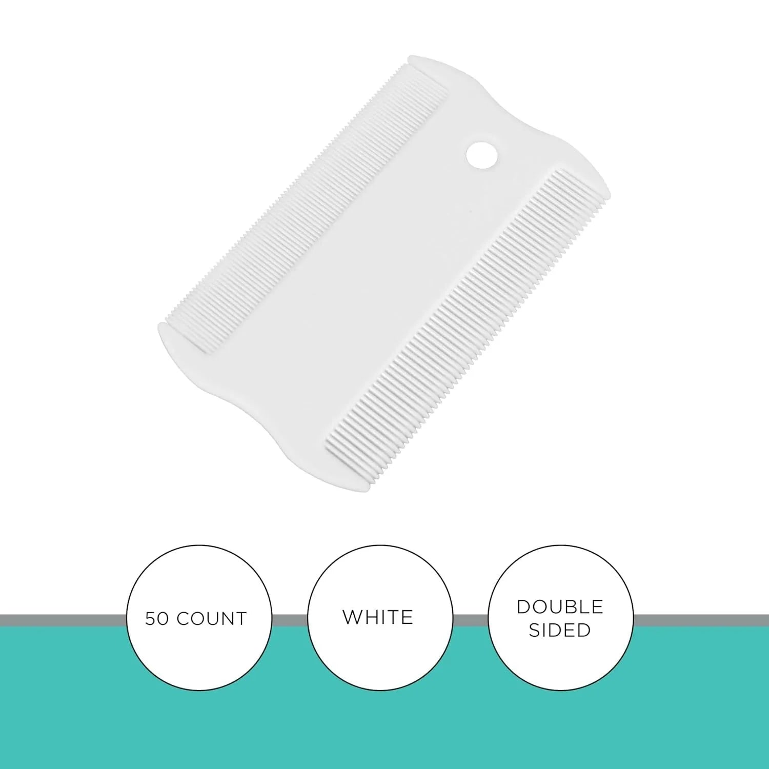 Double-sided plastic flea comb for pets with dense teeth measuring 0.85 by 5 centimetres