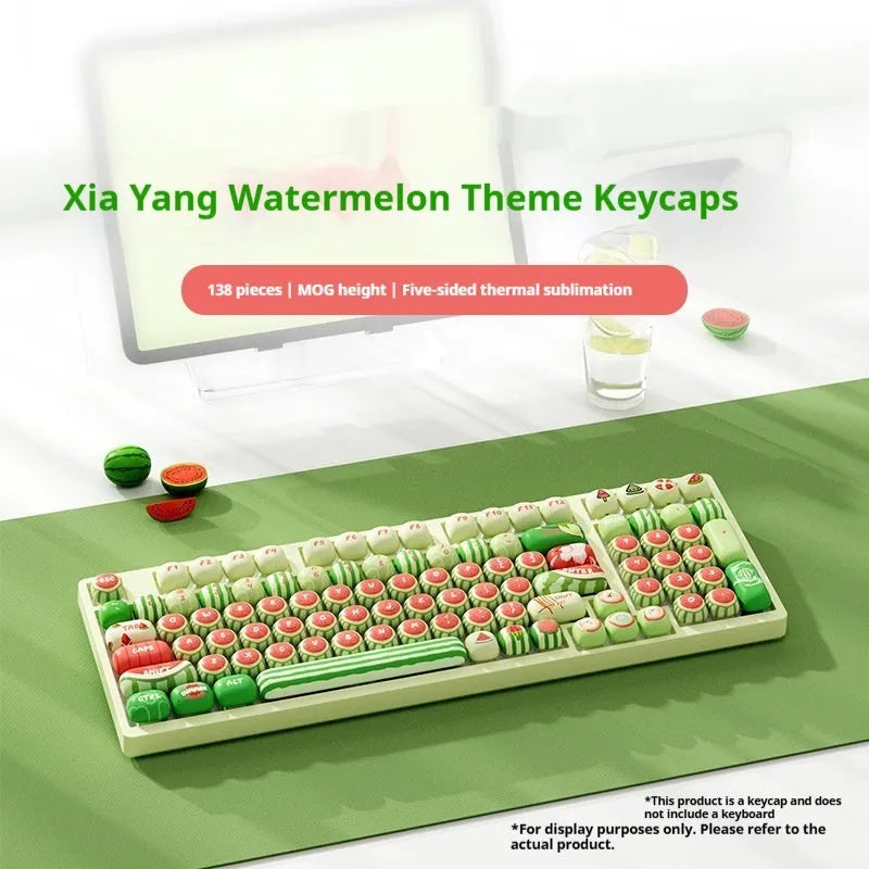 Watermelon theme sublimation printed PBT mechanical keyboard key caps with small steamed bun mushroom profile