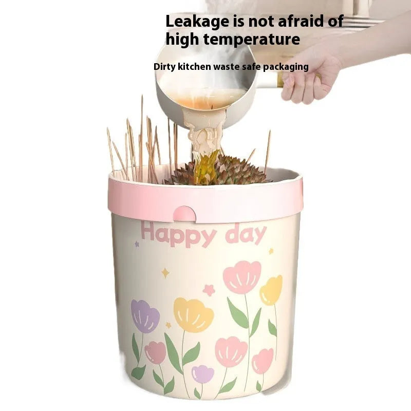Pink degradable argy wormwood mosquito repellent garbage bags with drawstring, size 44cm x 48cm.