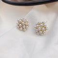 Korean style pineapple starfish pearl earrings in alloy with electroplated finish and artificial gemstone inlay