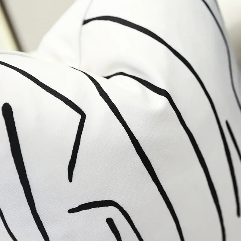 Nordic striped cotton hemp pillowcase in black or white, sizes 30x50cm, 45x45cm, 50x50cm