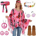 Colourful tie dye cloak costume with bell sleeves for Halloween parties