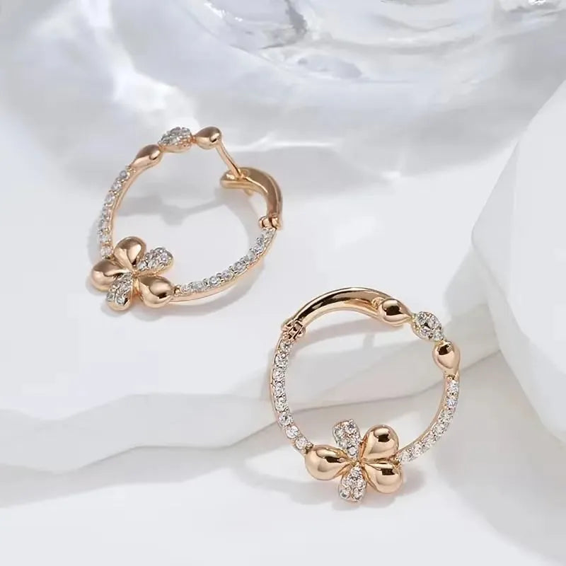 Copper round ring earrings with electroplating finish, geometric shape, colour EK13286-FD-01