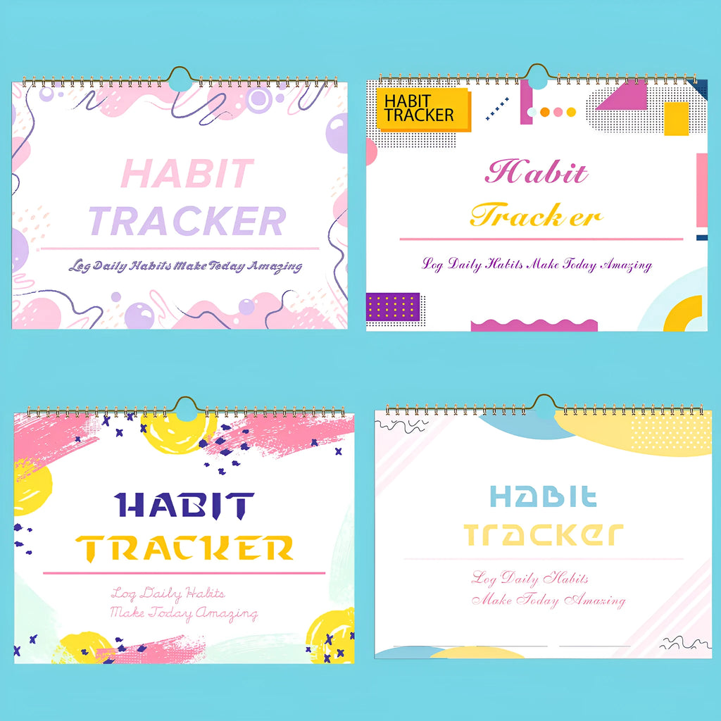 Habit tracking planner book with 12 pages in A4 size showing flower white cover option