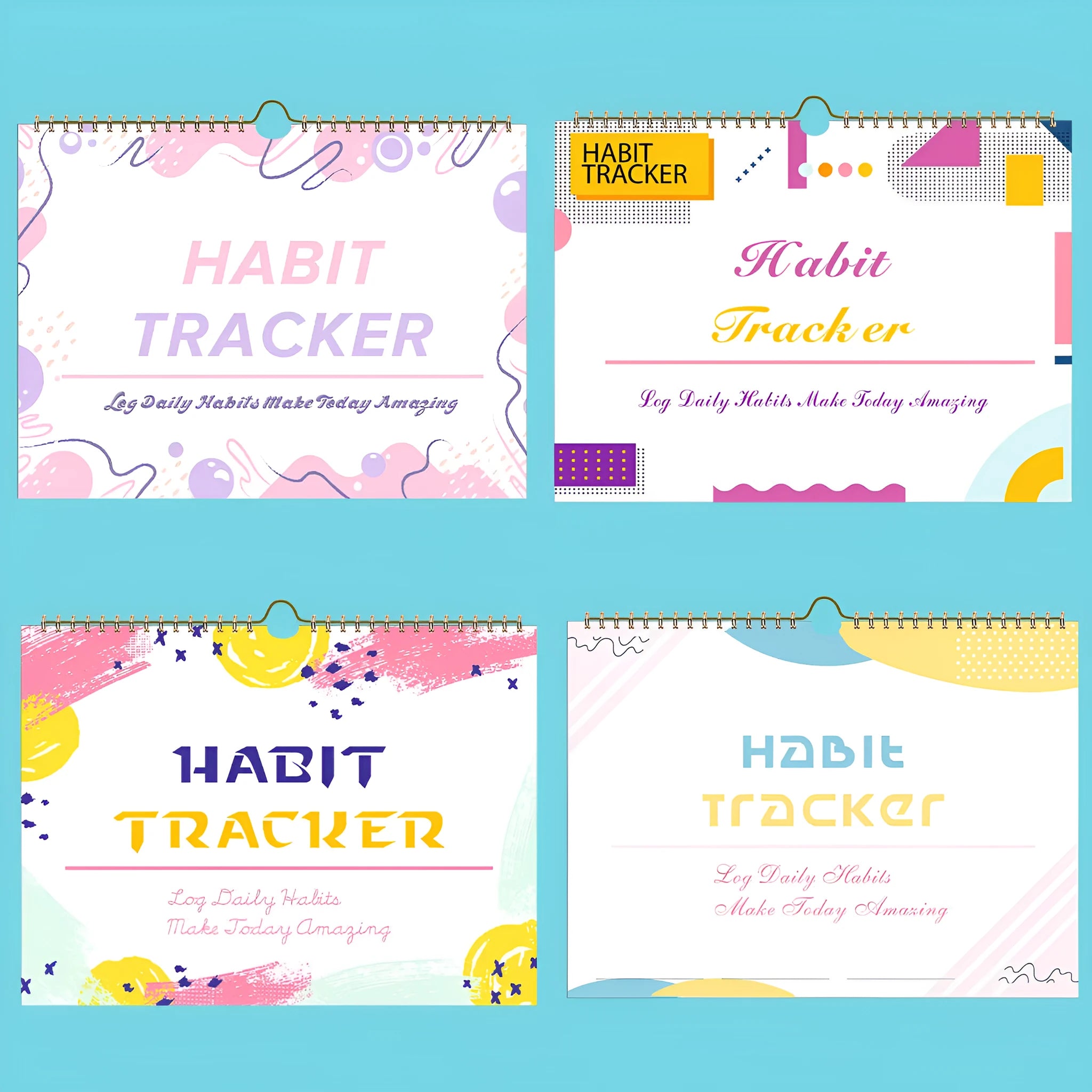 Habit tracking planner book with 12 pages in A4 size showing flower white cover option
