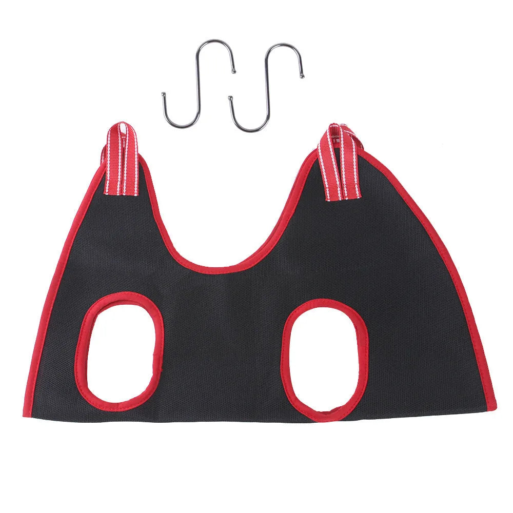 Pet grooming restraint hammock with hanging straps for cat and dog nail trimming and bathing