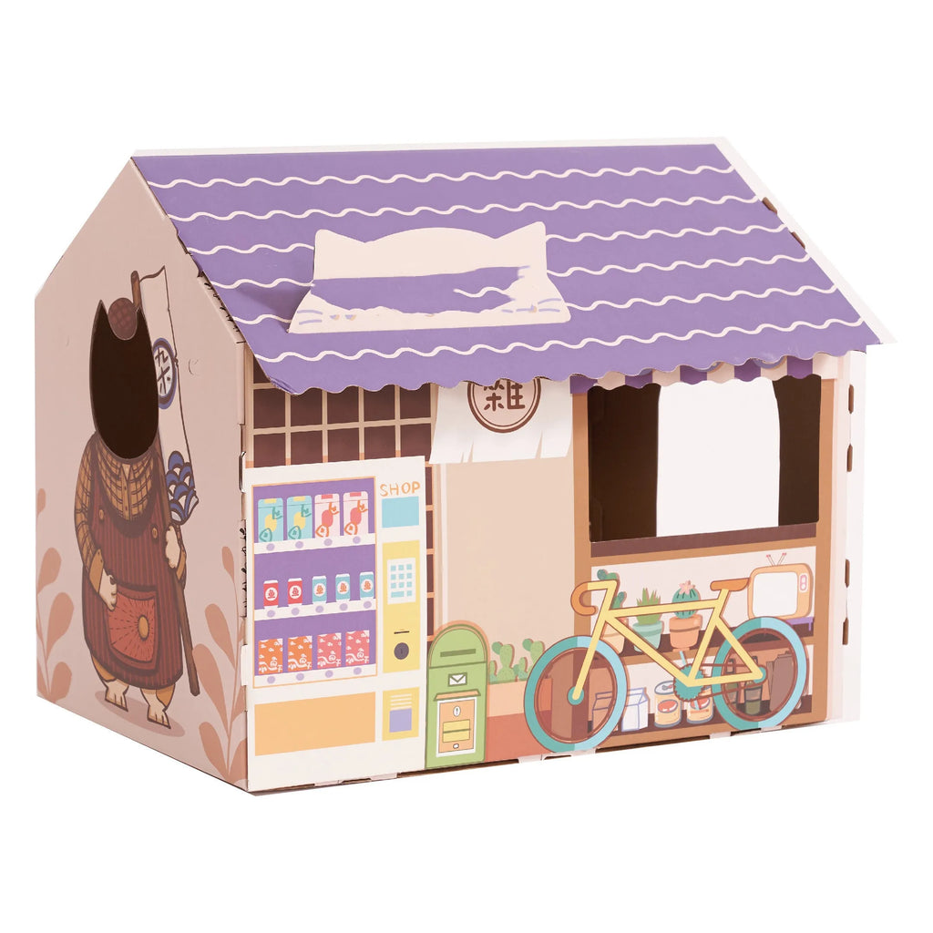 Shaped cardboard cat house nest scratcher, 46cm length, 33cm width, 40cm height, for cats