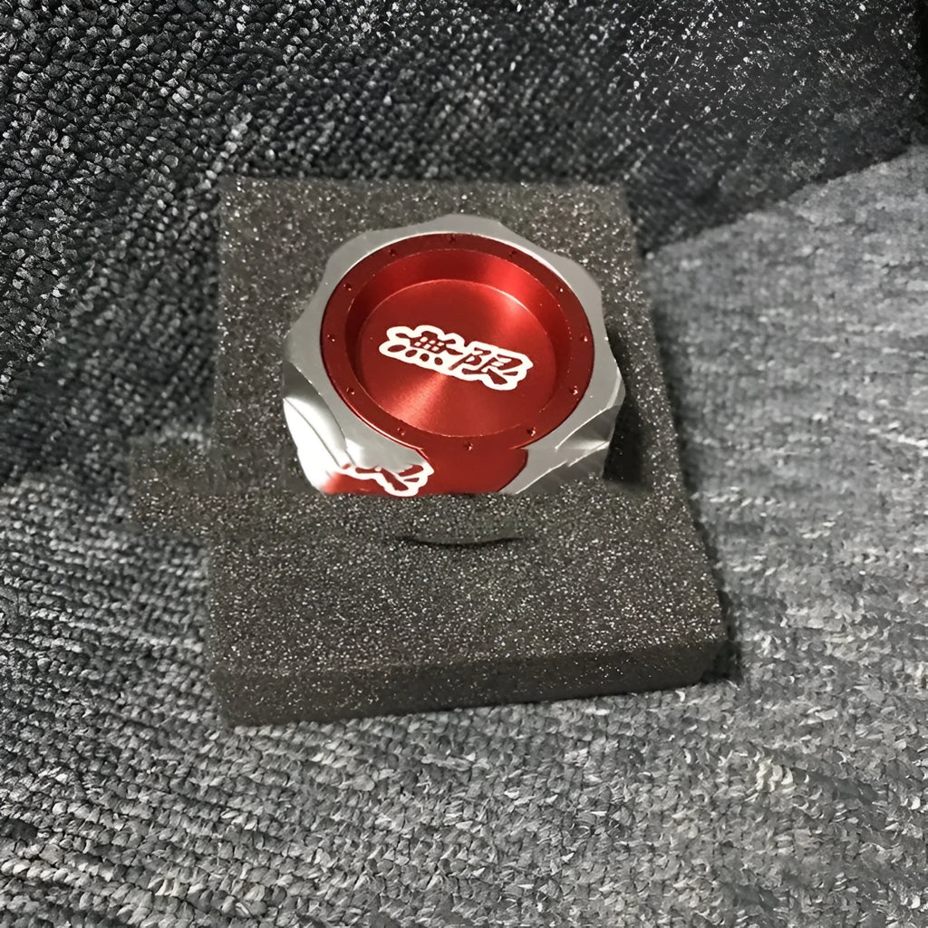 Aluminium alloy oil filter cap for Honda cars in red, blue, silver, black, purple, and gold colours.