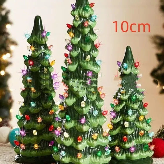 Resin Christmas tree decorations in European style with colour or warm light options