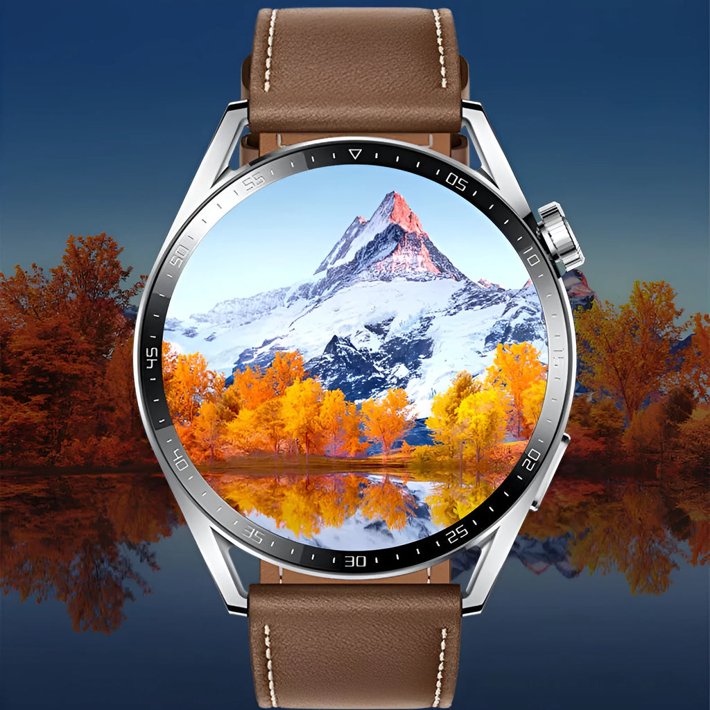 Black GS3 Max smartwatch with colour touch screen displaying health stats, on a silicone wristband.