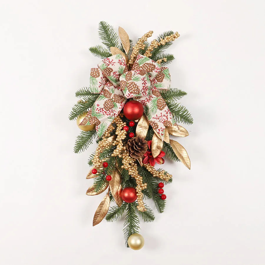 Christmas garland decoration with multiple hanging options including stair wall, lintel, and rattan placements