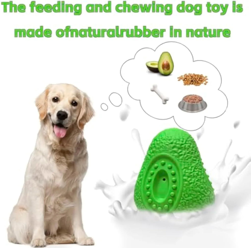 Green avocado-shaped rubber dog chew toy for aggressive chewers