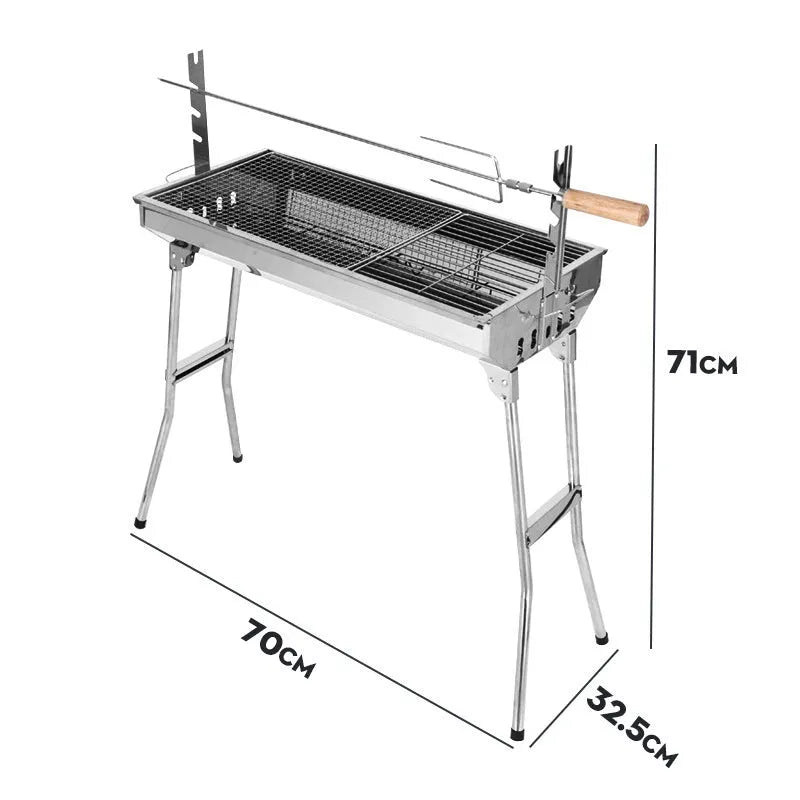 Stainless steel portable barbecue oven with flipping design and charcoal cooking grills