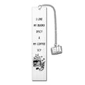 Stainless steel bookmark with Reading Enthusiasts text and a tassel, presented in a gift box.
