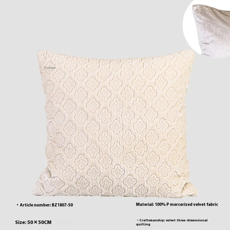 Brown gold antique Chinese style quilted cushion pillow with three-dimensional pattern