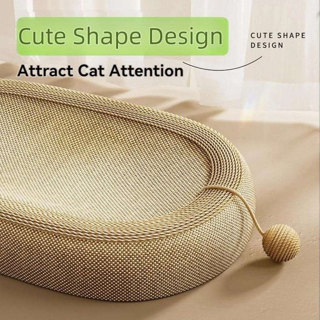 Extra large sisal cat scratching board with integrated raised lounging platform for cats