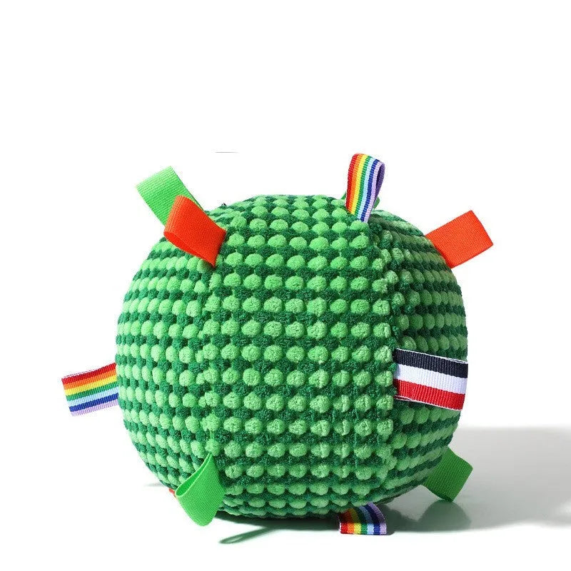 Blue rolling ring dog toy ball approximately 17cm diameter for molar exercise and interactive play