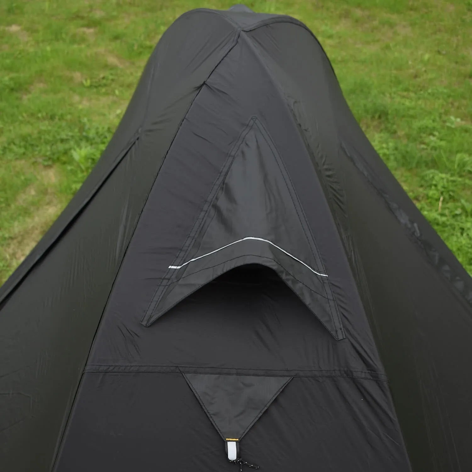 Single person camping tent with aluminium poles in red colour showing double layer construction