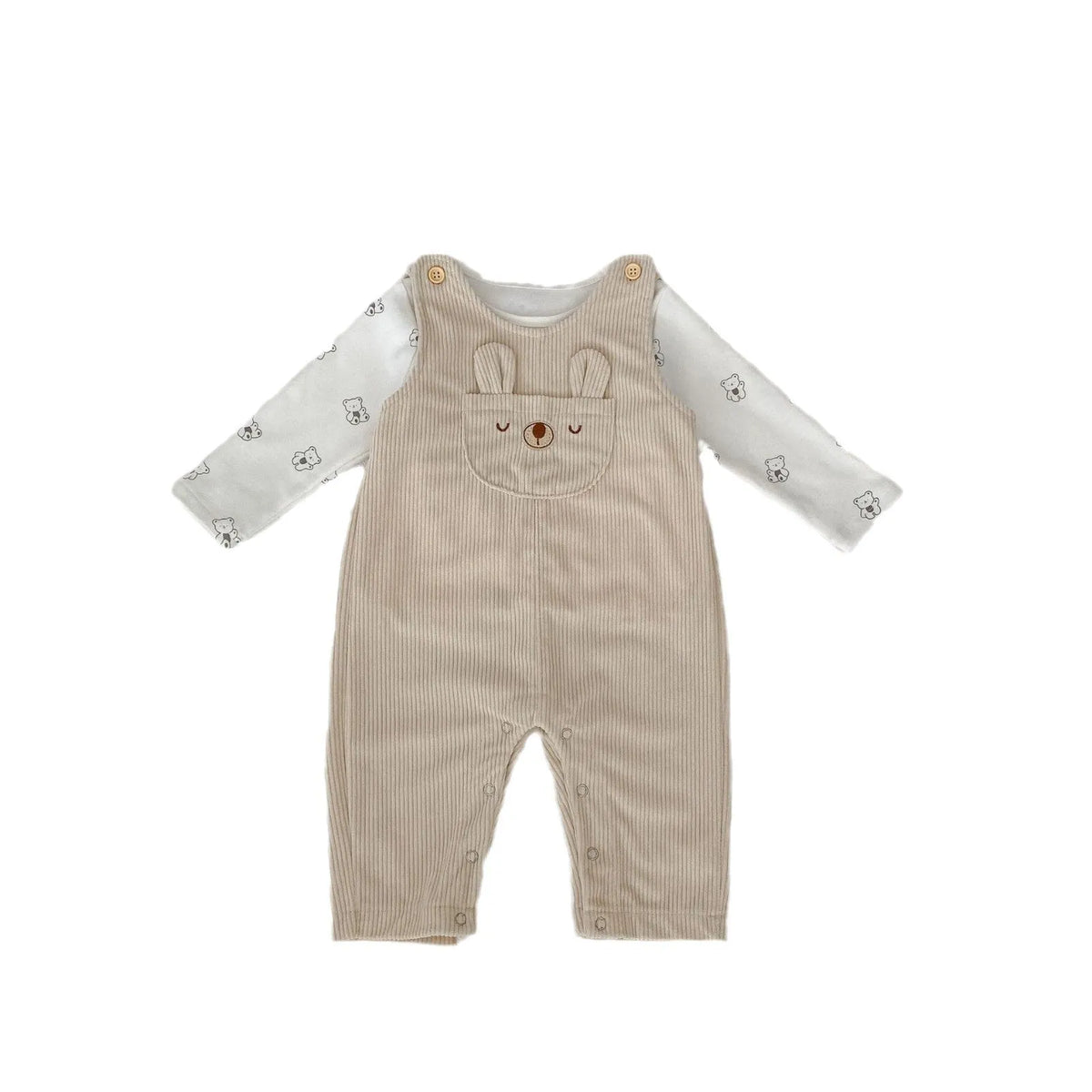 Infant clothing set with pullover shirt and suspender trousers, cotton blend, cartoon pattern, spring autumn, sizes 66-100 yards