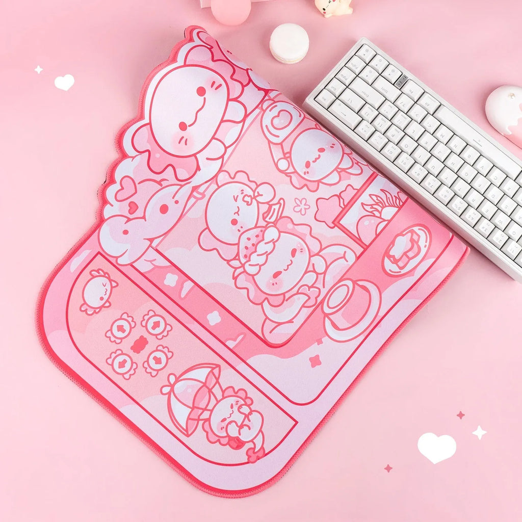 Hexagonal dragon crane machine cartoon anime design on large 75x40cm cloth mouse pad with wrist strap