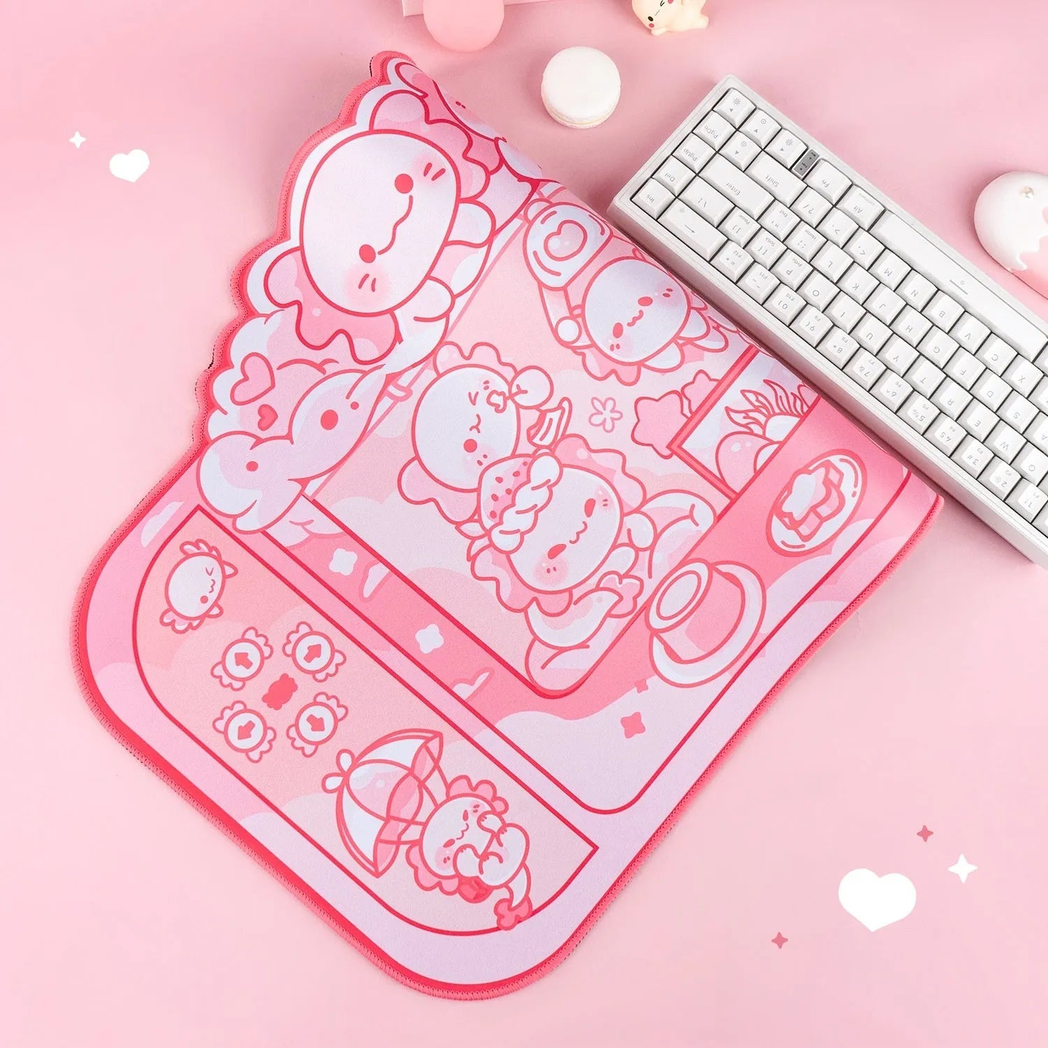 Hexagonal dragon crane machine cartoon anime design on large 75x40cm cloth mouse pad with wrist strap