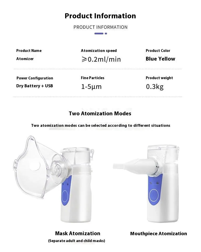 Columnar shaped USB handheld nebuliser spray machine for household drug atomisation