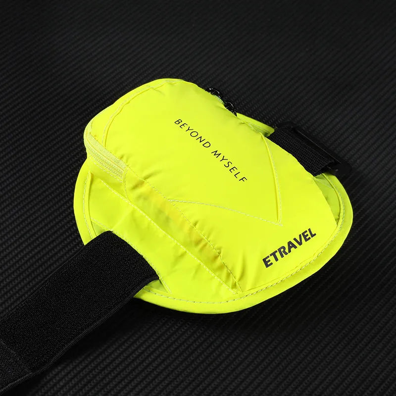 Running arm bag with reflective strips and adjustable arm strap in black colour