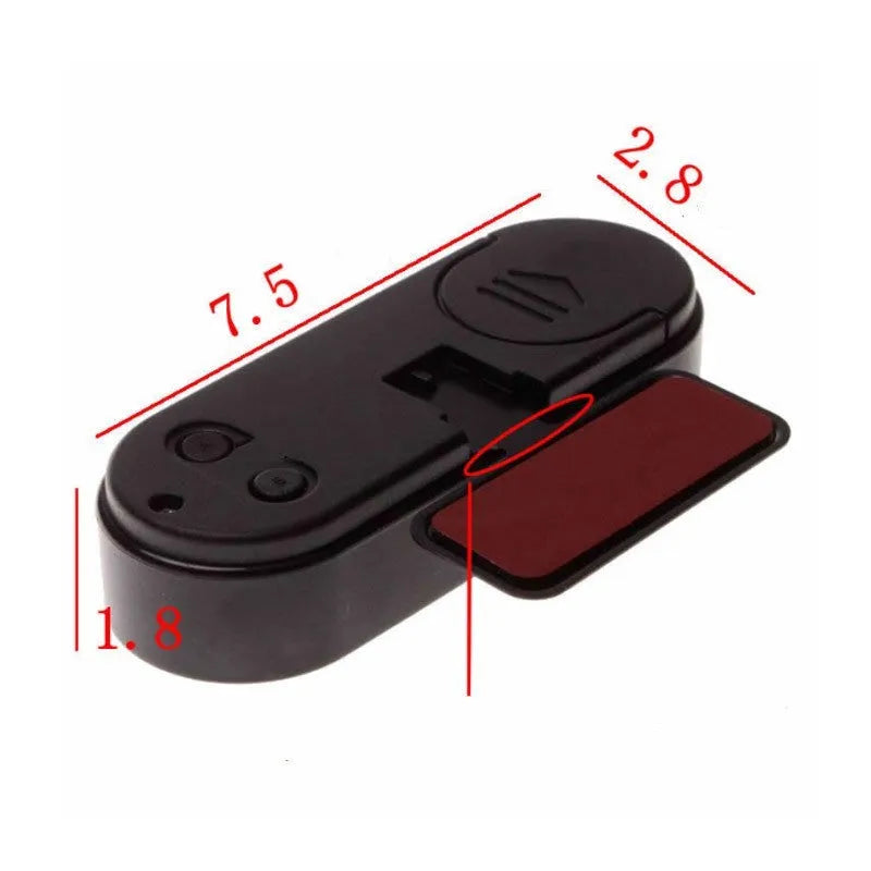 Black digital car clock and thermometer with LED display on adjustable stand