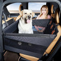 Grey water resistant cloth dog bed for medium sized dogs, dimensions 56x56x40 cm.