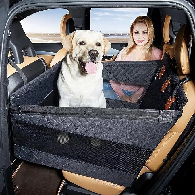 Grey water resistant cloth dog bed for medium sized dogs, dimensions 56x56x40 cm.
