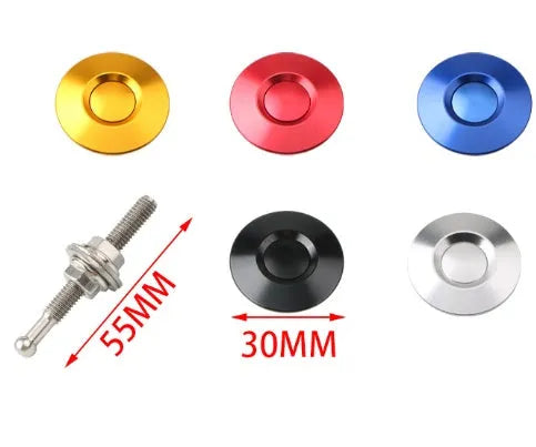 30mm diameter CNC aluminium mini engine cover lock in five colour options with 55mm screw