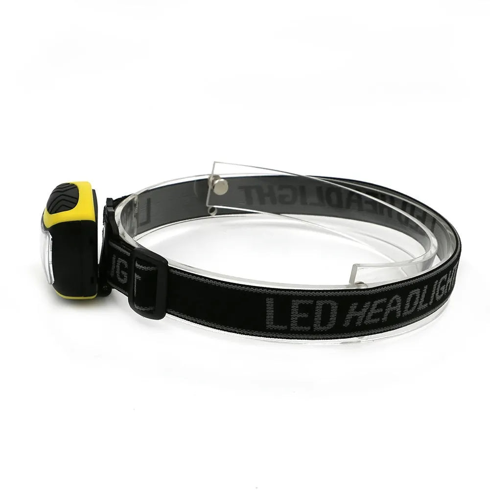 Yellow three-speed COB headlamp for outdoor night riding and hands-free work.