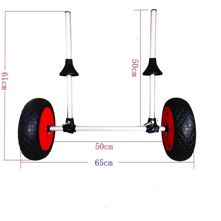 Foldable aluminium kayak beach cart with upright platform and wheels