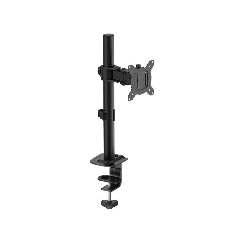 Silver computer monitor lifting rotating bracket on a desk for 13 to 32 inch screens
