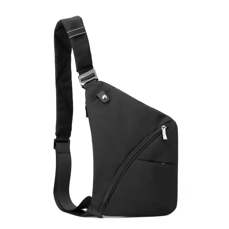 Men's solid colour Oxford cloth chest bag with shoulder strap for urban daily wear