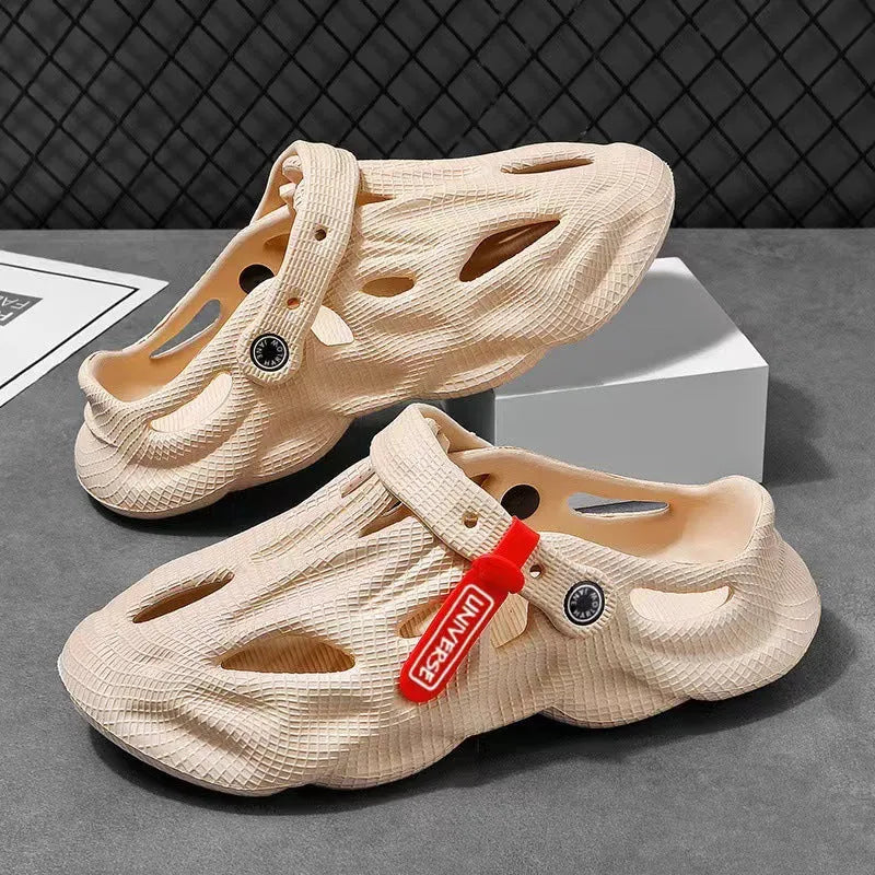 EVA foam coconut slippers in black, grey, khaki, and white colours with closed toe design for beach and home use