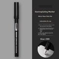 Waterproof mirror marker pen with plastic body, shown with 1mm and 2mm nib options.
