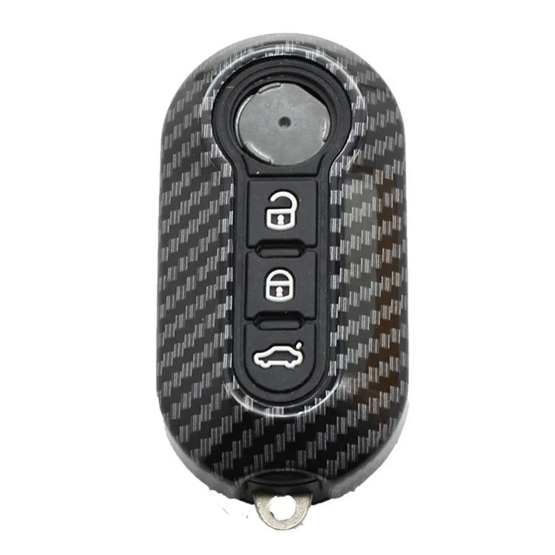 Fiat car key replacement shell case in carbon fibre style, colours black red dark blue