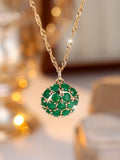 Women's geometric pendant necklace with emerald diamond colour and adjustable copper chain