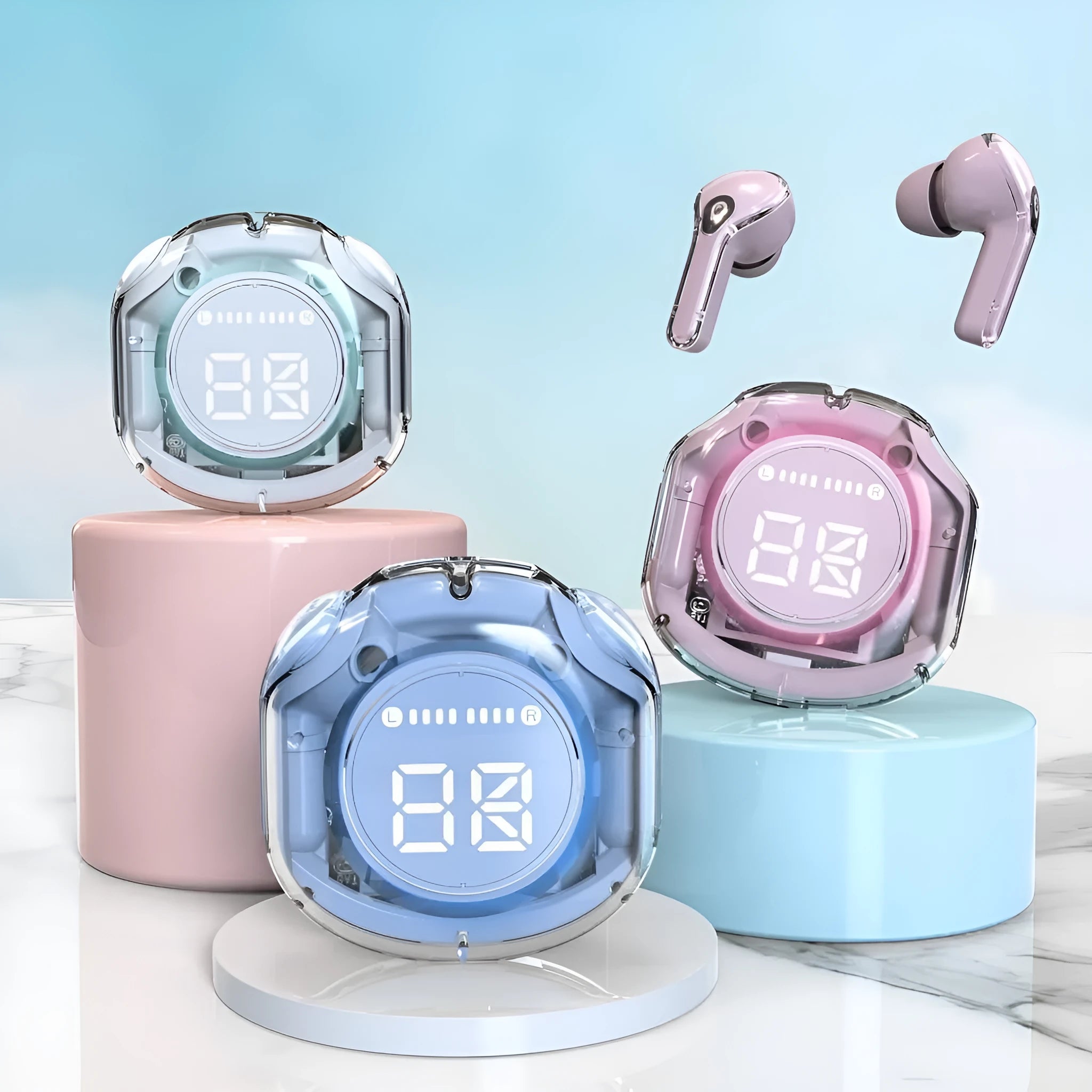 Warehouse wireless Bluetooth headset in multiple colours with 15-metre range and 0-4-hour battery